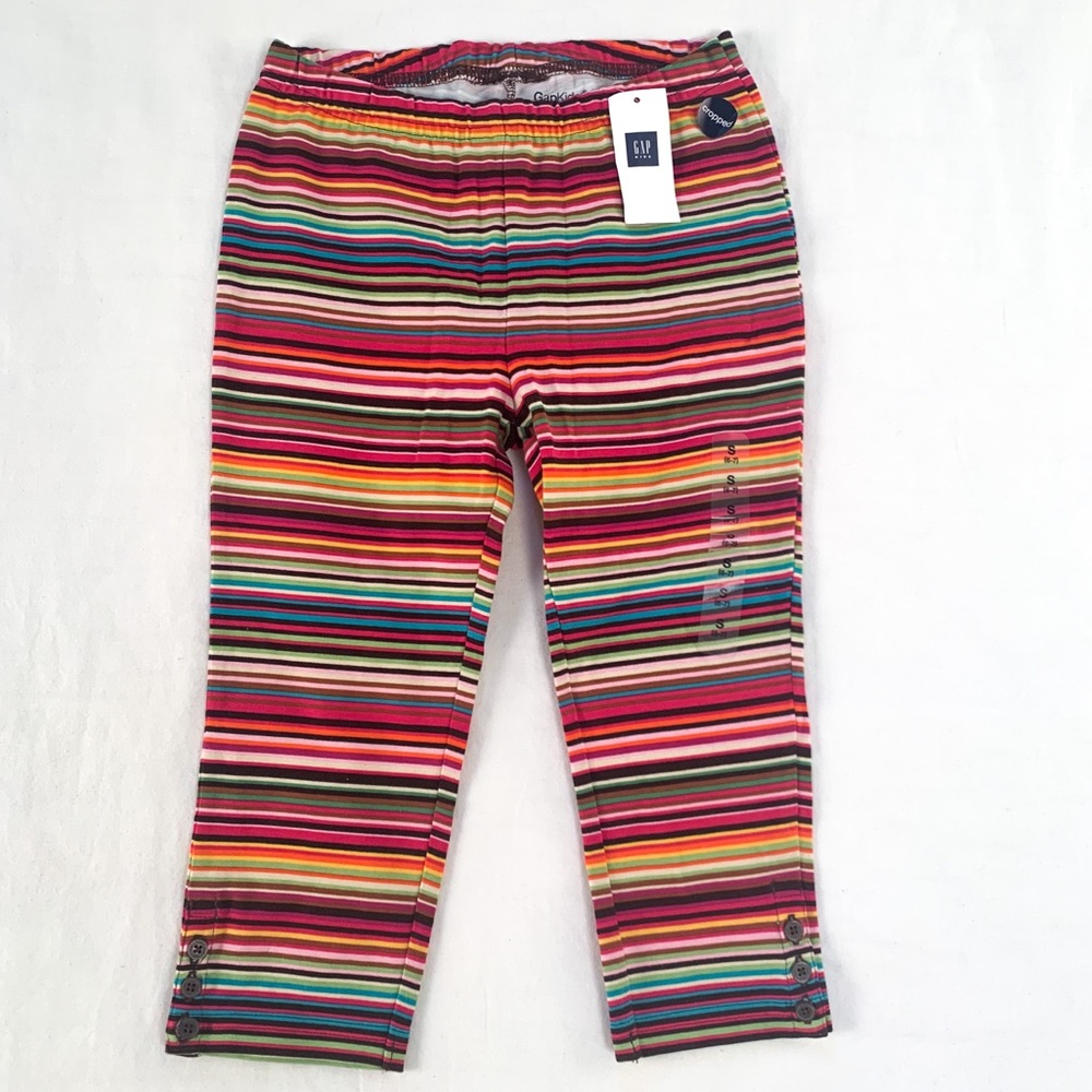 NWT Gap kids striped cropped leggings w buttons